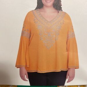 XL - Chelsea & Theodore Long Sleeve Flared Shirt